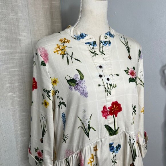 Tuckernuck Fresh Bud Royal Shirt Floral Mini Dress Button Front Women's Small - Picture 5 of 12